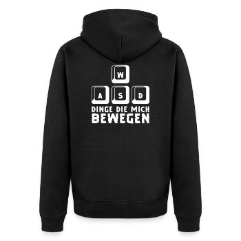 WASD Dinge die mich bewegen Gaming PC Keyboard - Unisex Premium Bio Zip Hoodie - Schwarz - Hinten - Nico (187cm)