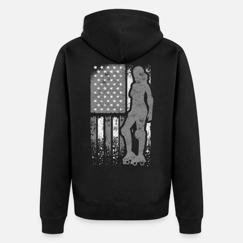 Roller Skates Running Roller Skates - Unisex Premium Organic Zip Hoodie - black