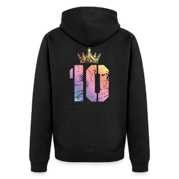 10 number crown - Unisex Premium Organic Zip Hoodie - black - Back - Nico (187cm)