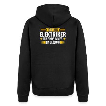Elektriker Elektrizität Elektromeister Geschenk - Unisex Premium Bio Zip Hoodie - Schwarz - Hinten - Nico (187cm)