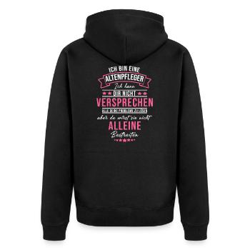 Altenpflegerin Altenheim Pflegekraft Geschenk - Unisex Premium Bio Zip Hoodie - Schwarz - Hinten - Nico (187cm)