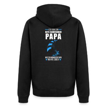 Kitesurfen Kitesurfer Papa Kiteboarder Vater - Unisex Premium Bio Zip Hoodie - Schwarz - Hinten - Nico (187cm)