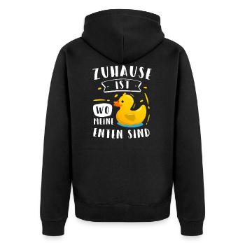 Enten Ente Entenbesitzer Geschenk - Unisex Premium Bio Zip Hoodie - Schwarz - Hinten - Nico (187cm)