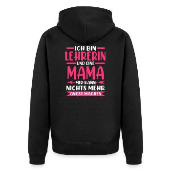 Lehrerin Mutter Lehrerinnen Geschenk - Unisex Premium Bio Zip Hoodie - Schwarz - Hinten - Nico (187cm)