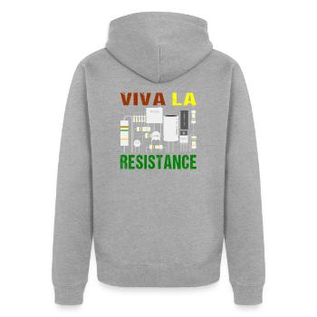 Elektronik Multimeter Viva La Resistance Lustig - Unisex Premium Bio Zip Hoodie - Grau meliert - Hinten - Nico (187cm)