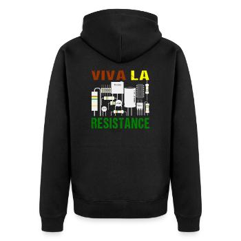 Elektronik Multimeter Viva La Resistance Lustig - Unisex Premium Bio Zip Hoodie - Schwarz - Hinten - Nico (187cm)