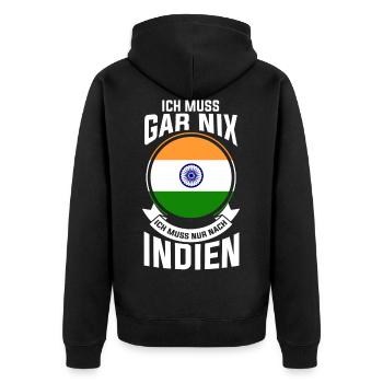 Je n’ai pas besoin d’aller en Inde. - Veste à capuche bio Premium Unisexe - noir - Dos - Nico (187cm)