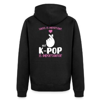 K-Pop K-Pop Koreanisches Geschenk - Unisex Premium Bio Zip Hoodie - Schwarz - Hinten - Nico (187cm)
