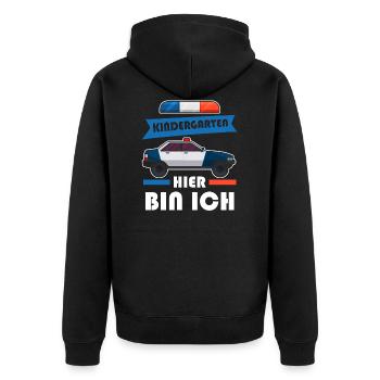 Kindergartenkind Kindergartenanfänger Polizei - Unisex Premium Bio Zip Hoodie - Schwarz - Hinten - Nico (187cm)