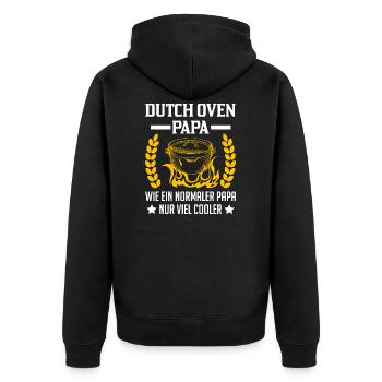 Dutch Oven Papa Dopfen Grillen Geschenk - Unisex Premium Bio Zip Hoodie - Schwarz - Hinten - Nico (187cm)
