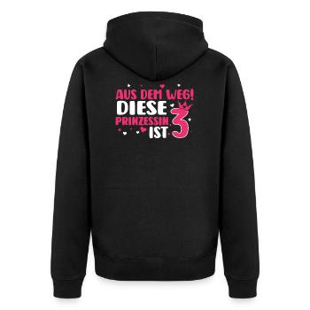 3. Geburtstag 3 Jahre Prinzessin Geschenk - Unisex Premium Bio Zip Hoodie - Schwarz - Hinten - Nico (187cm)