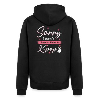 K-Pop K-Pop Geschenk - Unisex Premium Bio Zip Hoodie - Schwarz - Hinten - Nico (187cm)