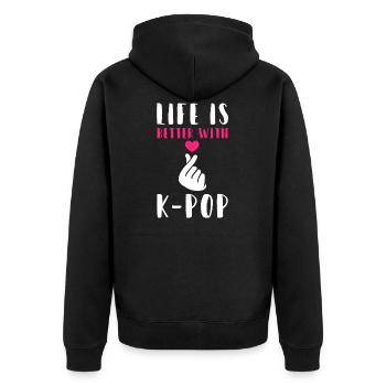 K-Pop K-Pop Geschenk - Unisex Premium Bio Zip Hoodie - Schwarz - Hinten - Nico (187cm)