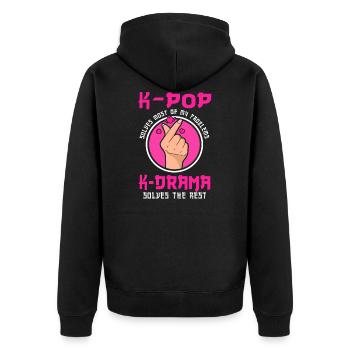 K-Pop & K-Drama K-Pop Geschenk - Unisex Premium Bio Zip Hoodie - Schwarz - Hinten - Nico (187cm)