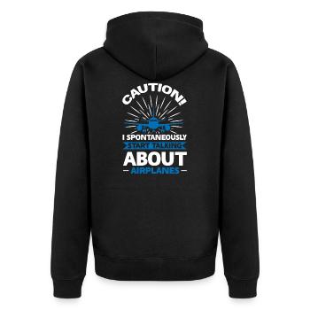 Airplane Airplane Flying Gift - Unisex Premium Organic Zip Hoodie - black - Back - Nico (187cm)
