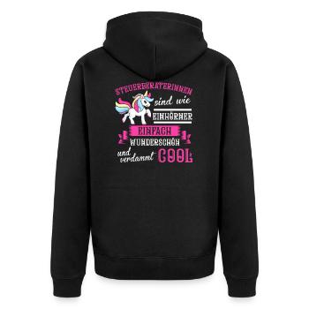 Steuerberaterin Steuerberaterinnen Geschenk - Unisex Premium Bio Zip Hoodie - Schwarz - Hinten - Nico (187cm)