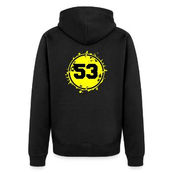 53 Nombre de taches - Veste à capuche bio Premium Unisexe - noir - Dos - Nico (187cm)