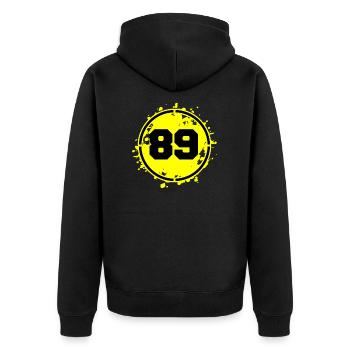 89 Nombre de taches - Veste à capuche bio Premium Unisexe - noir - Dos - Nico (187cm)