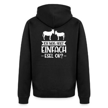 Esel Maultier Tiere Geschenk - Unisex Premium Bio Zip Hoodie - Schwarz - Hinten - Nico (187cm)