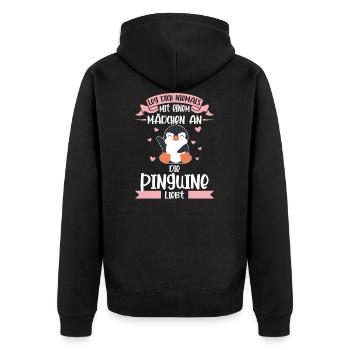 Pinguin Mädchen Vogel Geschenk - Unisex Premium Bio Zip Hoodie - Schwarz - Hinten - Nico (187cm)