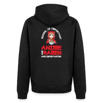 Anime & Ramen Anime Japanisches Geschenk - Unisex Premium Bio Zip Hoodie - Schwarz - Hinten - Nico (187cm)