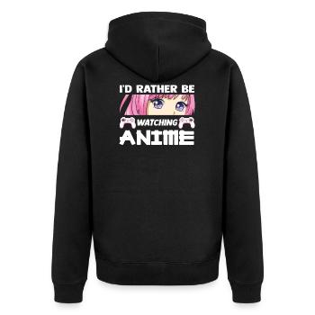 Anime Anime Geschenk - Unisex Premium Bio Zip Hoodie - Schwarz - Hinten - Nico (187cm)