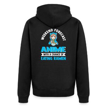 Anime & Ramen Anime Japanese Geschenk - Unisex Premium Bio Zip Hoodie - Schwarz - Hinten - Nico (187cm)