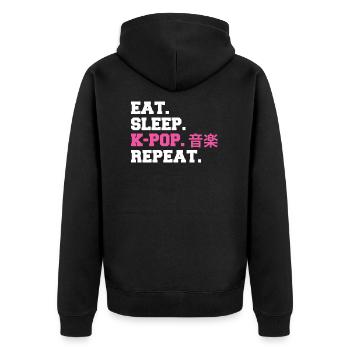 K-Pop K-Pop Koreanisches Geschenk - Unisex Premium Bio Zip Hoodie - Schwarz - Hinten - Nico (187cm)