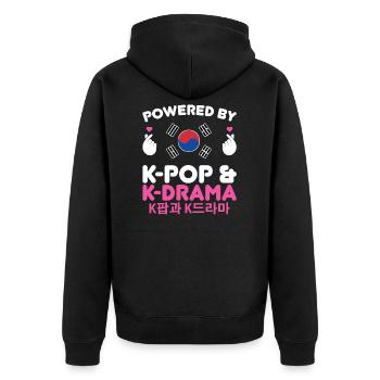 K-Pop & K-Drama K-Pop Geschenk - Unisex Premium Bio Zip Hoodie - Schwarz - Hinten - Nico (187cm)