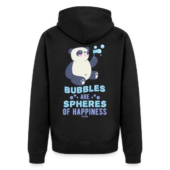 Panda liebt Seifenblasen - Unisex Premium Bio Zip Hoodie - Schwarz - Hinten - Nico (187cm)
