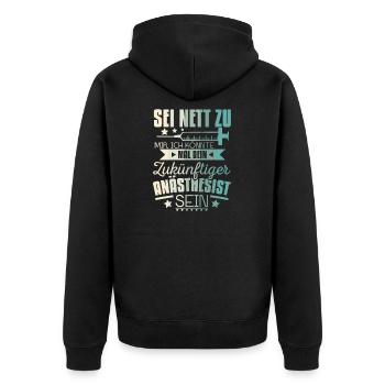 Anästhesist der Anästhesie Arzt Narkose - Unisex Premium Bio Zip Hoodie - Schwarz - Hinten - Nico (187cm)