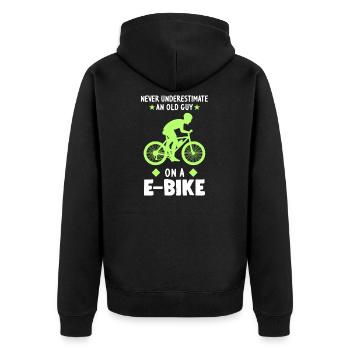 E-Bike Guy E-Bike Gift - Unisex Premium Organic Zip Hoodie - black - Back - Nico (187cm)