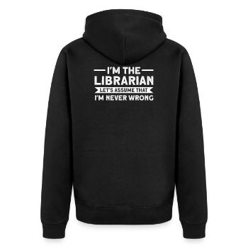 Library Library Gift - Unisex Premium Organic Zip Hoodie - black - Back - Nico (187cm)
