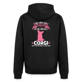 Corgi Corgi Hund Geschenk - Unisex Premium Bio Zip Hoodie - Schwarz - Hinten - Nico (187cm)