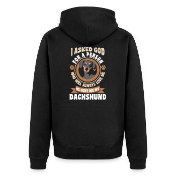 Dackel Dackel Geschenk - Unisex Premium Bio Zip Hoodie - Schwarz - Hinten - Nico (187cm)