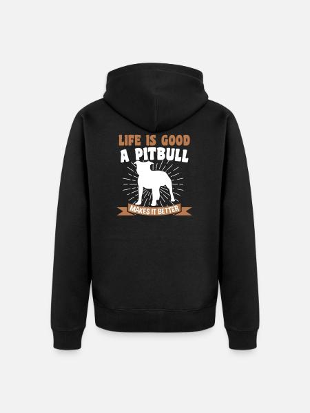 Pitbull Pitbull Geschenk - Unisex Premium Bio Zip Hoodie - Schwarz