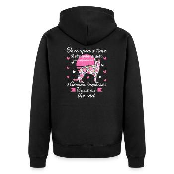 2 German Shepherd Girls 2 Germans - Unisex Premium Organic Zip Hoodie - black - Back - Nico (187cm)