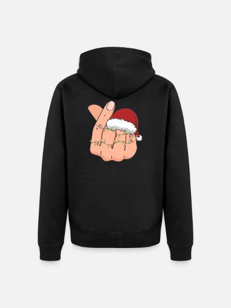 K-Pop Christmas Hat Christmas Gift - Unisex Premium Organic Zip Hoodie - black