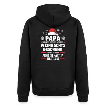 Vater Papa Weihnachten Geschenk - Unisex Premium Bio Zip Hoodie - Schwarz - Hinten - Nico (187cm)