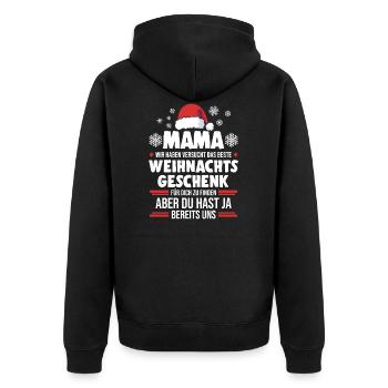 Mutter Mama Weihnachten Geschenk - Unisex Premium Bio Zip Hoodie - Schwarz - Hinten - Nico (187cm)