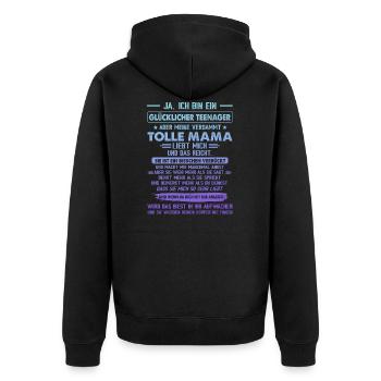 Teenager Jugendliche Mutter Geschenk - Unisex Premium Bio Zip Hoodie - Schwarz - Hinten - Nico (187cm)