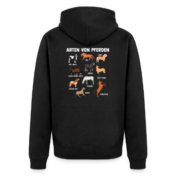Pferd Pferde Pferderassen Geschenk - Unisex Premium Bio Zip Hoodie - Schwarz - Hinten - Nico (187cm)