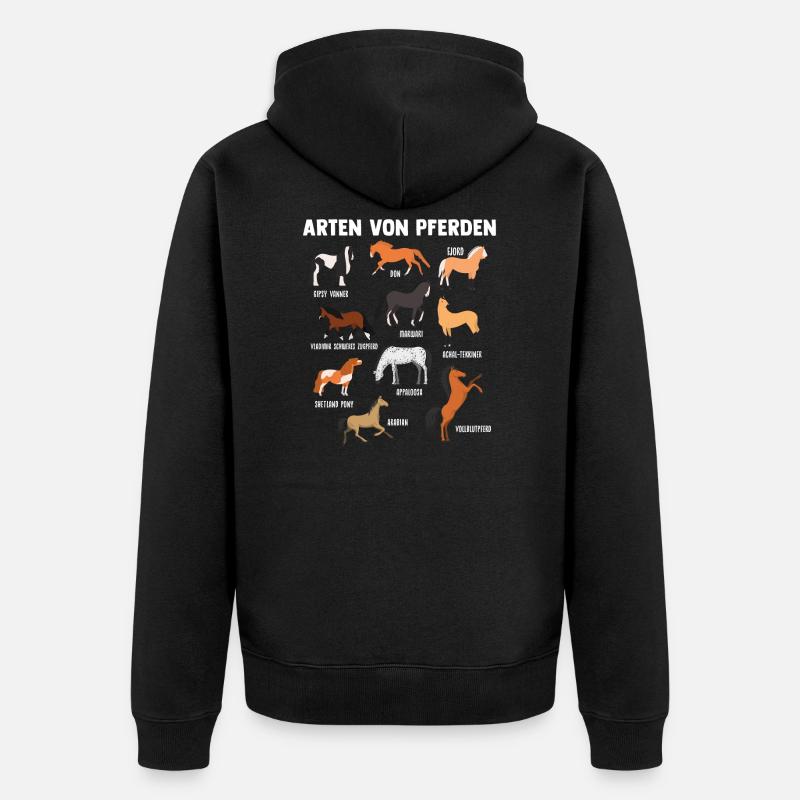 Pferd Pferde Pferderassen Geschenk - Unisex Premium Bio Zip Hoodie - Schwarz