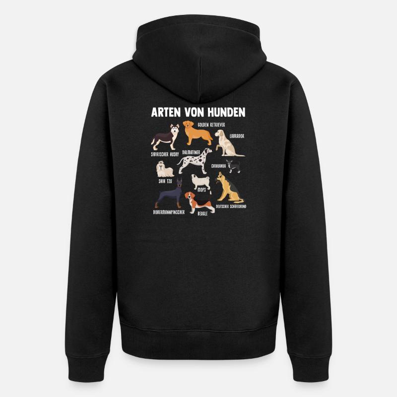 Hund Hunde Hunde-Arten Geschenk - Unisex Premium Bio Zip Hoodie - Schwarz