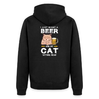 Beer & Cat Beer Cat Gift - Unisex Premium Organic Zip Hoodie - black - Back - Nico (187cm)
