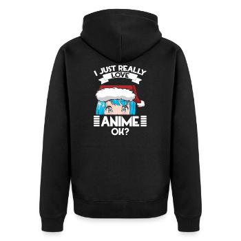 Anime Design Japanese Caricature Gift - Unisex Premium Organic Zip Hoodie - black - Back - Nico (187cm)