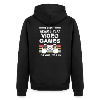 Gaming-Retro-Videospieler Geschenk - Unisex Premium Bio Zip Hoodie - Schwarz - Hinten - Nico (187cm)