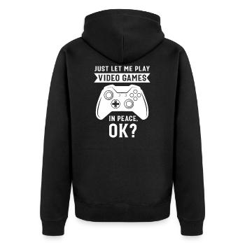Gaming Gaming Geschenk - Unisex Premium Bio Zip Hoodie - Schwarz - Hinten - Nico (187cm)