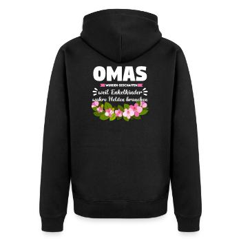 Oma Großmutter Enkelkind Geschenk - Unisex Premium Bio Zip Hoodie - Schwarz - Hinten - Nico (187cm)
