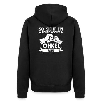Onkel Nichte Neffe Geschenk - Unisex Premium Bio Zip Hoodie - Schwarz - Hinten - Nico (187cm)